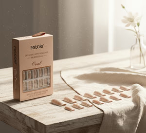 Febble - Oval Floral Matte Grey Press-On Nails